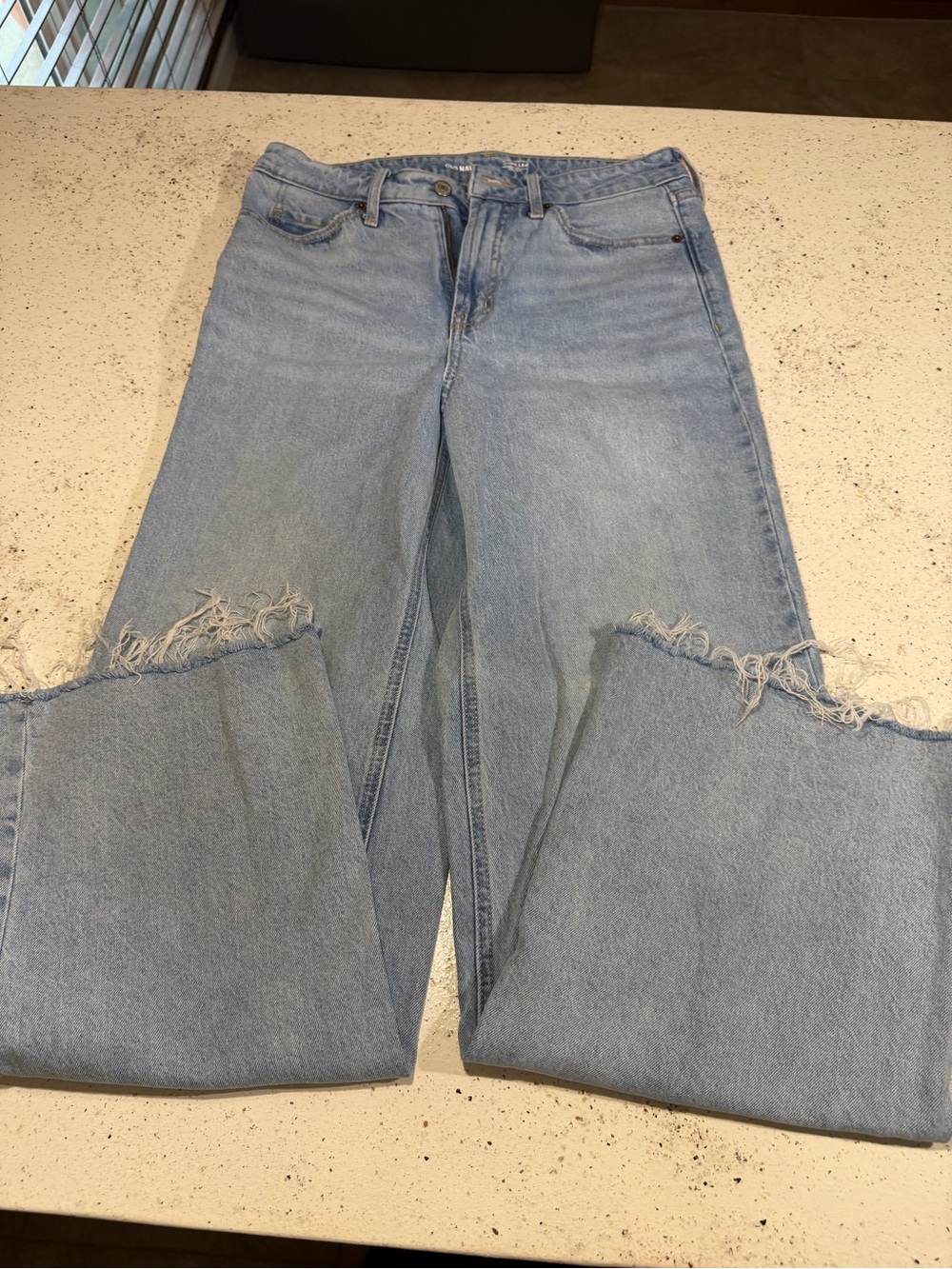 Old Navy Light Blue Frayed Wide-Leg Jeans